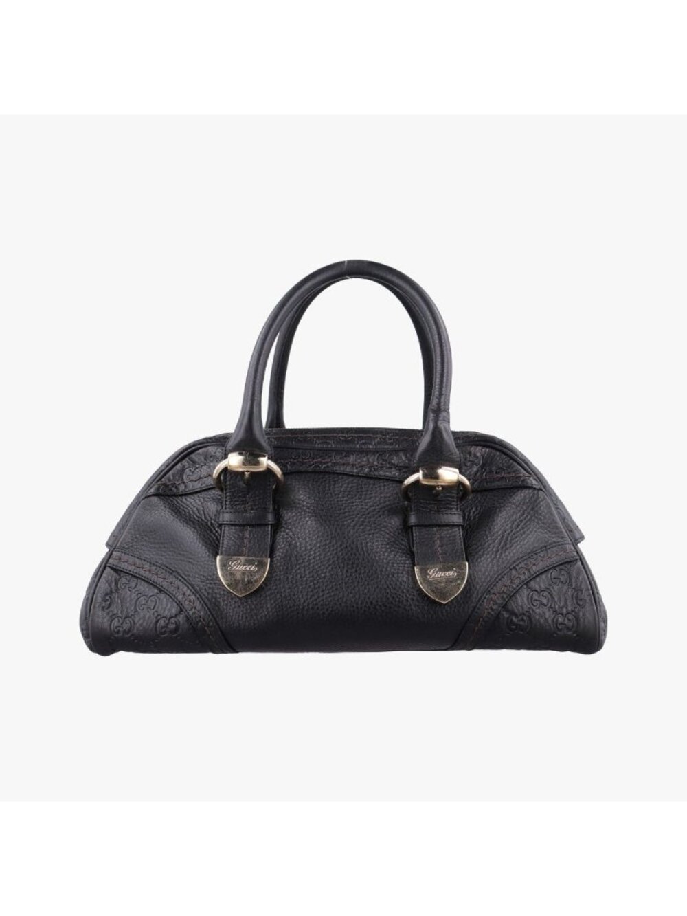 Gucci Guccissima Mini Boston Black Leather Handbag